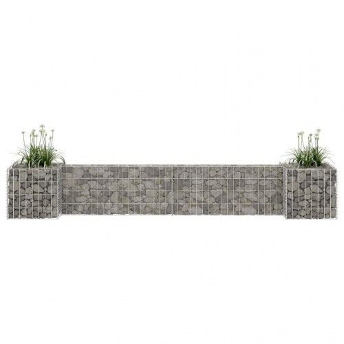 H-formet gabion-plantekasse 260 × 40 × 40 cm - stål, sølvfarvet