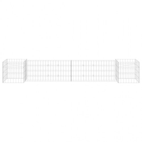 H-formet gabion-plantekasse 260 × 40 × 40 cm - stål, sølvfarvet