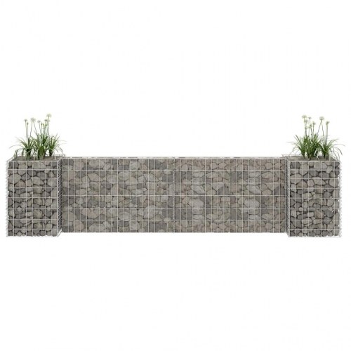 H-formet gabion-plantekasse 260 × 40 × 60 cm - stål, sølvfarvet