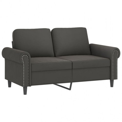 2-personers sofa med puder og hynder 120 cm velour mørkegrå