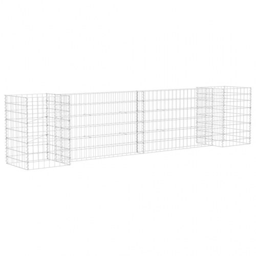 H-formet gabion-plantekasse 260 × 40 × 60 cm - stål, sølvfarvet