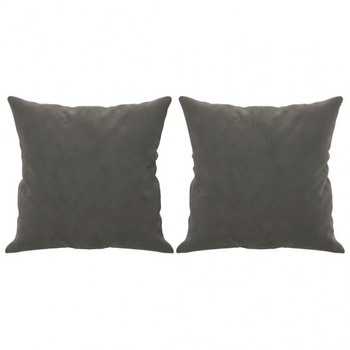 2-personers sofa med puder og hynder 120 cm velour mørkegrå