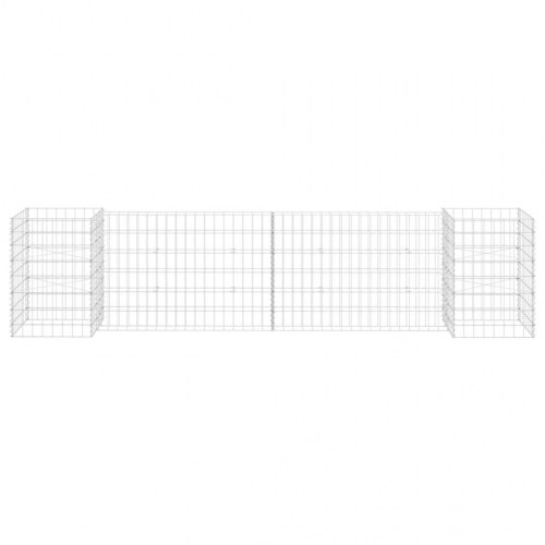 H-formet gabion-plantekasse 260 × 40 × 60 cm - stål, sølvfarvet