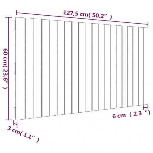Sengegavl i massivt fyrretræ 127,5 x 3 x 60 cm - hvid