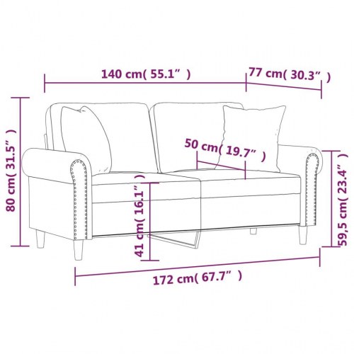 2-personers sofa med puder og hynder 140 cm velour mørkegrøn