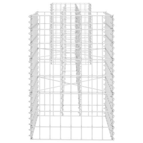 H-formet gabion-plantekasse 260 × 40 × 60 cm - stål, sølvfarvet