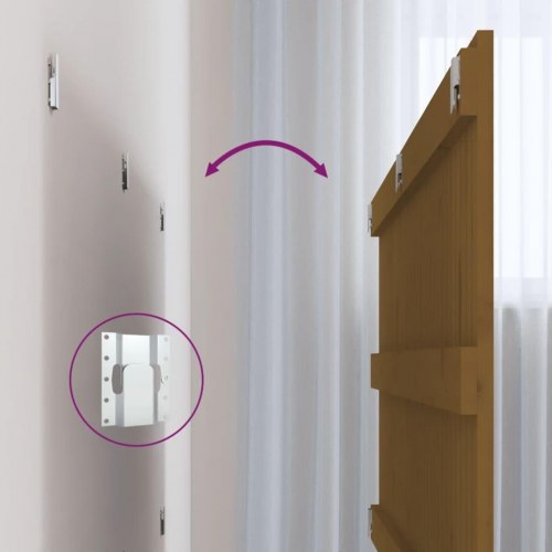 Sengegavl 127,5x3x60 cm massivt fyrretræ gyldenbrun