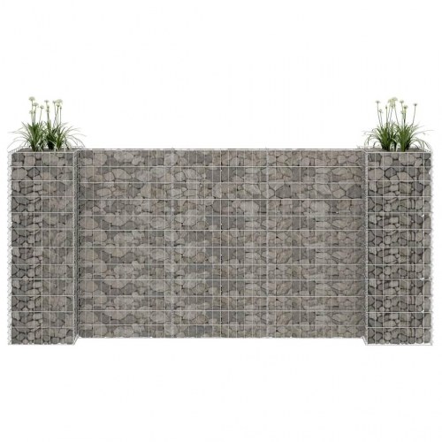 H-formet gabion-plantekasse 260 × 40 × 120 cm - stål, sølvfarvet