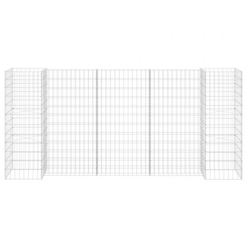 H-formet gabion-plantekasse 260 × 40 × 120 cm - stål, sølvfarvet
