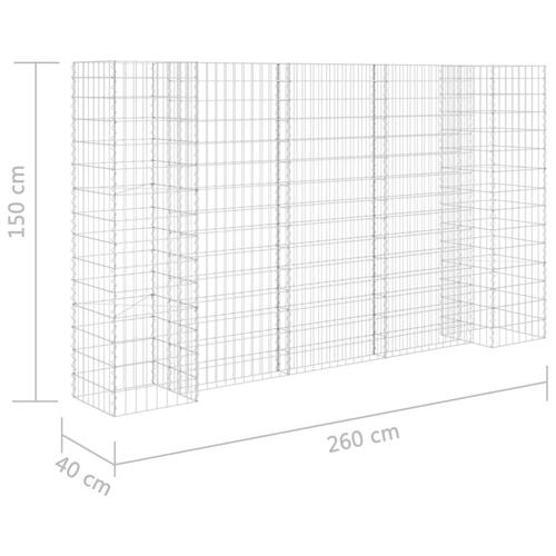 H-formet gabion-plantekasse 260x40x150 cm stål