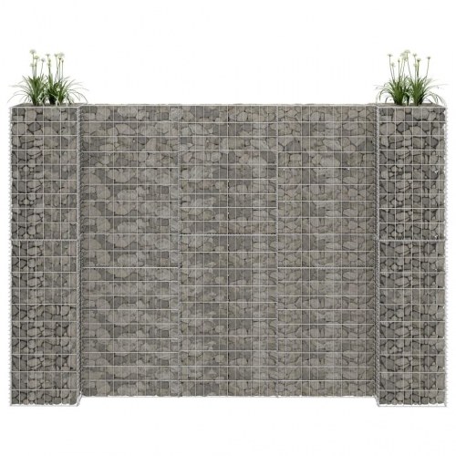 H-formet gabion-plantekasse 260 × 40 × 180 cm i stål - sølvfarvet