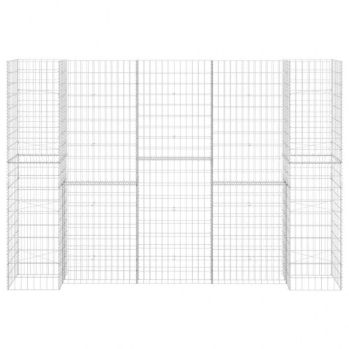 H-formet gabion-plantekasse 260 × 40 × 180 cm i stål - sølvfarvet