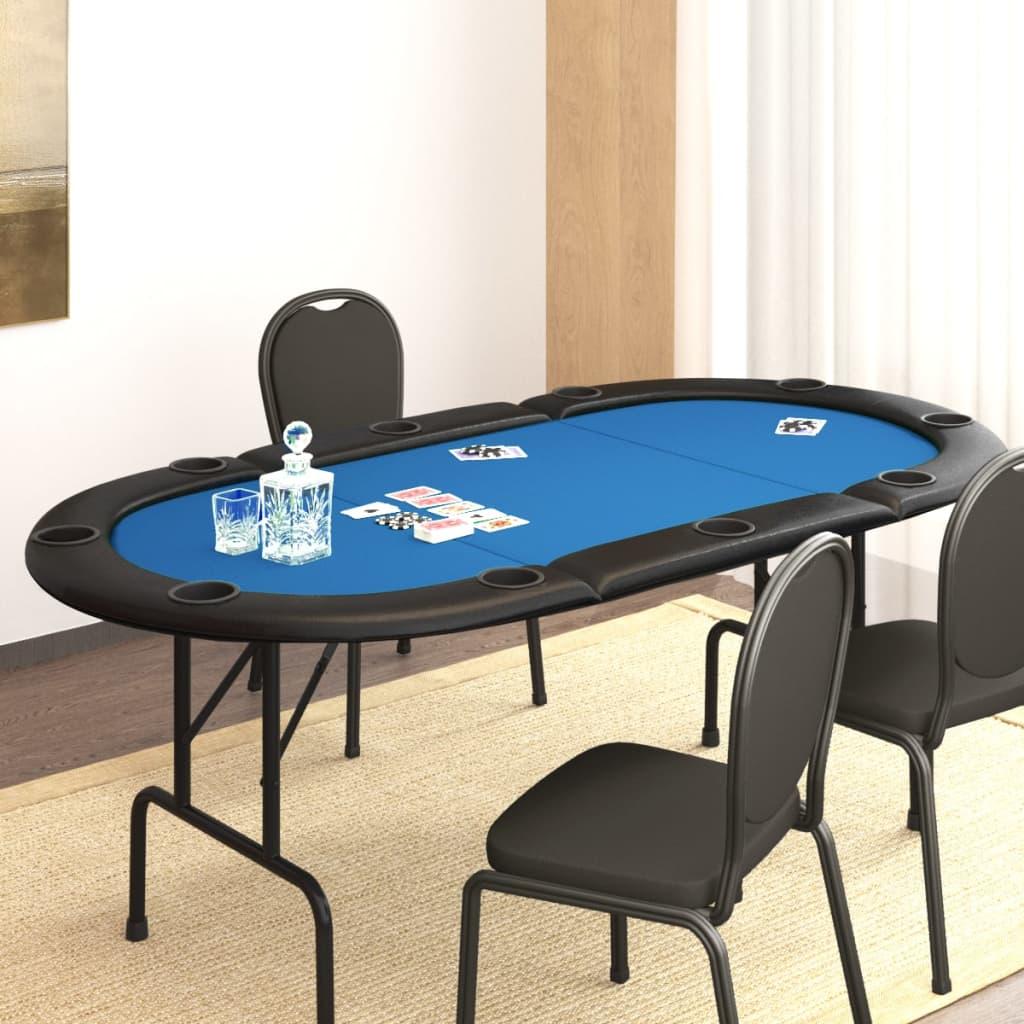 Foldbart pokerbordplade 10 pers. 206x106x75 cm blå