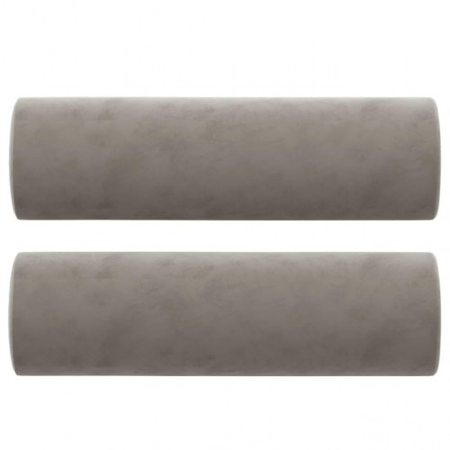 2-personers sofa med puder og hynder 120 cm velour lysegrå