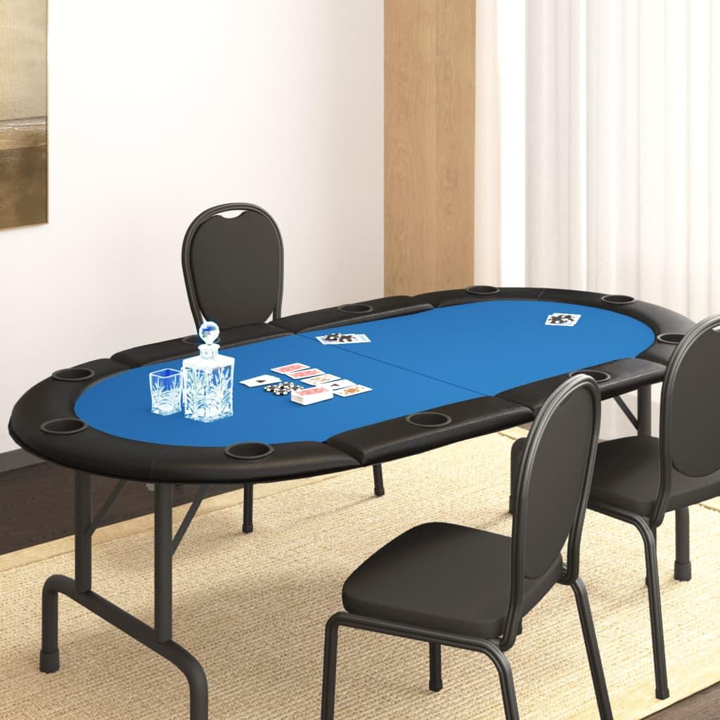 Foldbart pokerbordplade 10 pers. 208x106x3 cm blå