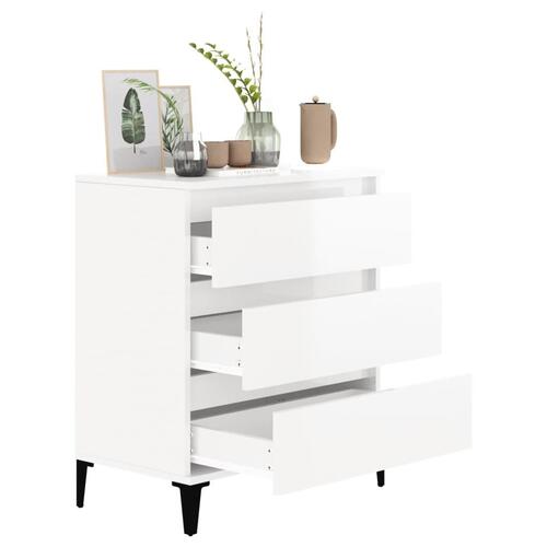 Skænk 60x35x70 cm konstrueret træ hvid højglans