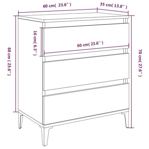 Skænk 60x35x70 cm konstrueret træ hvid
