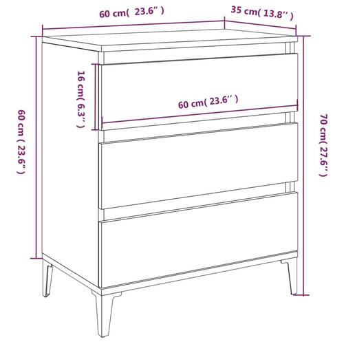 Skænk 60x35x70 cm konstrueret træ sort