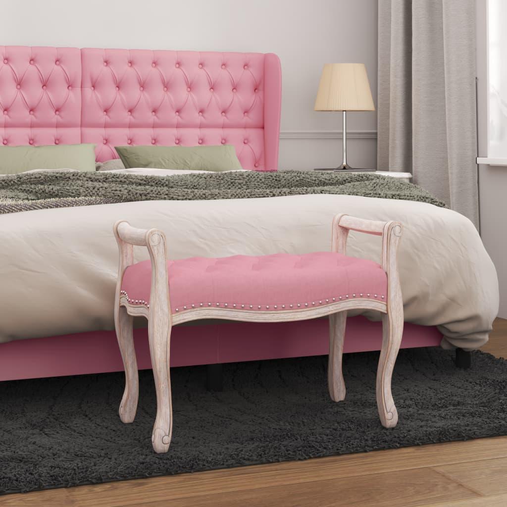 Bænk 80x45x60 cm velour Lyserød