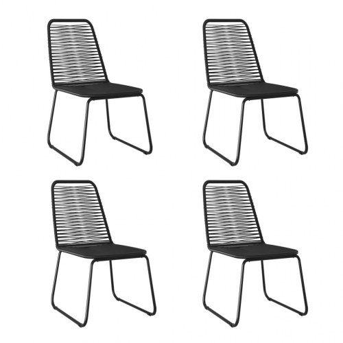 Spisebordssæt til haven 5 dele - sort glasbord og polyrattan stole