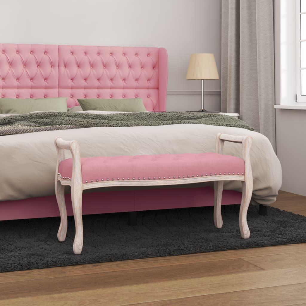 Bænk 110x45x60 cm velour lyserød