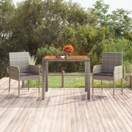 Havebord med træplade 90 x 90 x 75 cm - grå