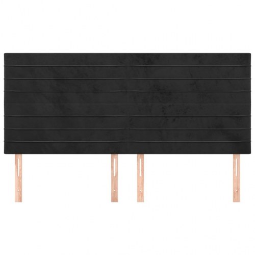 Sengegavl i sort fløjl - 180 x 5 x 118/128 cm