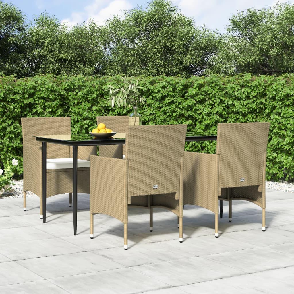 Spisebordssæt Til Haven - Beige og sort / 160 cm bordlængde / 4