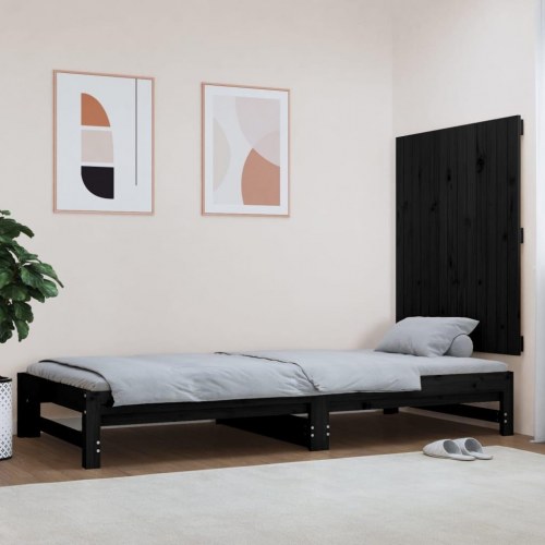 Sengegavl i massivt fyrretræ - sort, 82,5 x 3 x 90 cm