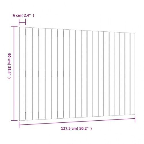 Sengegavl i massivt fyrretræ 127,5 x 3 x 90 cm - hvid