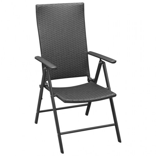Spisebordssæt til haven 7 dele i sort polyrattan med glasbord