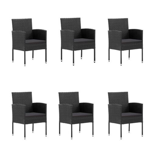 Spisebordssæt til haven 7 dele med hynder polyrattan sort