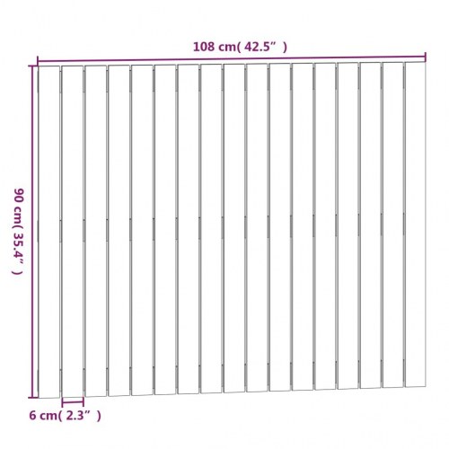 Sengegavl 108x3x90 cm massivt fyrretræ hvid