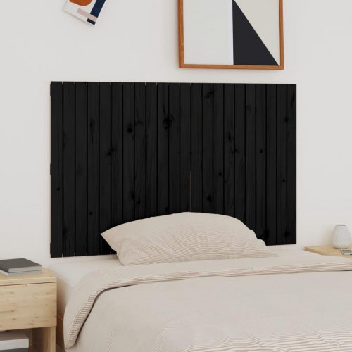 Sengegavl 140 x 3 x 90 cm i massivt fyrretræ - sort