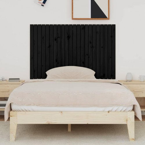 Sengegavl 140 x 3 x 90 cm i massivt fyrretræ - sort