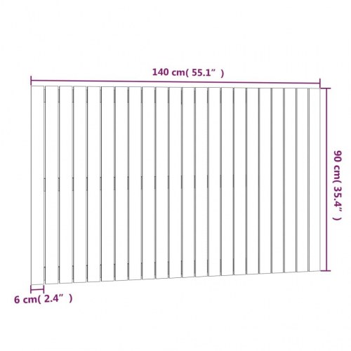 Sengegavl 140 x 3 x 90 cm i massivt fyrretræ - hvid