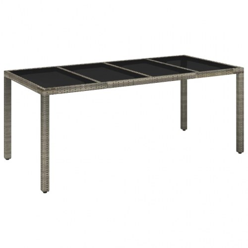 Havebord med glastop 190 x 90 x 75 cm - grå