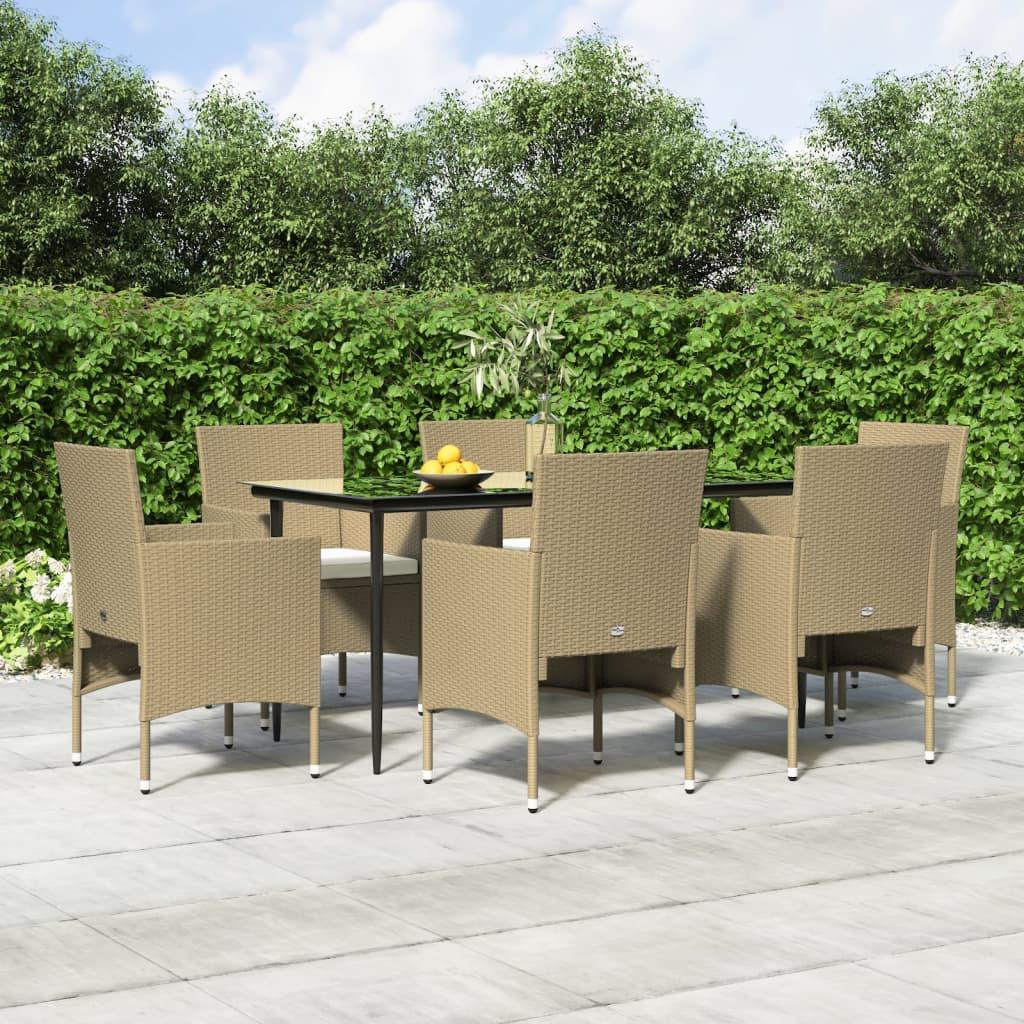 Spisebordssæt Til Haven - Beige og sort / 160 cm bordlængde / 6