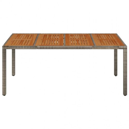 Havebord i polyrattan med træplade - grå, 190 x 90 x 75 cm