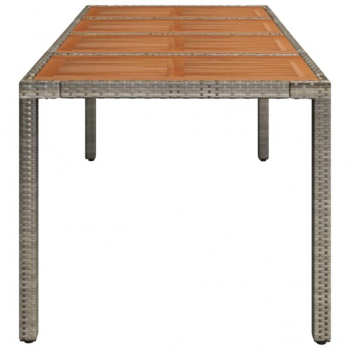 Havebord i polyrattan med træplade - grå, 190 x 90 x 75 cm
