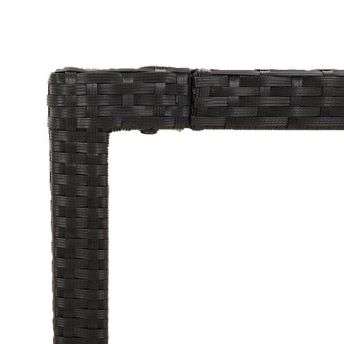 Havebord med glastop 150x90x75 cm polyrattan sort