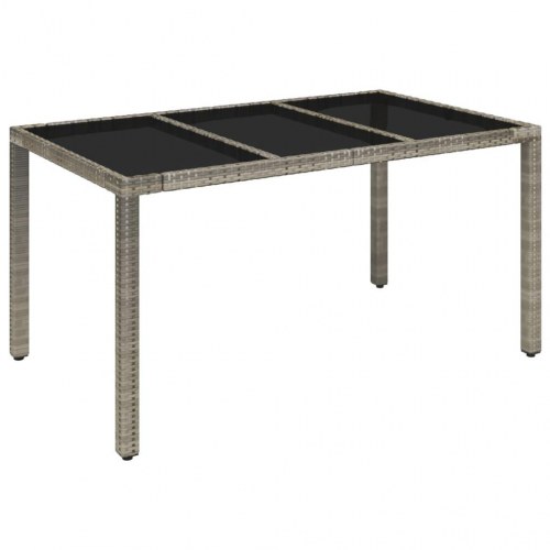 Havebord med glastop 150 x 90 x 75 cm - grå