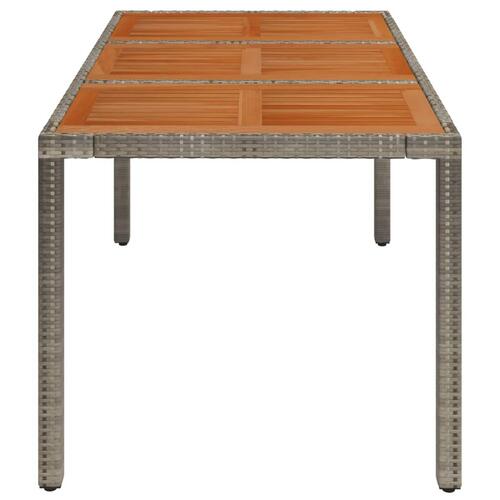 Havebord med træplade 150x90x75 cm polyrattan grå