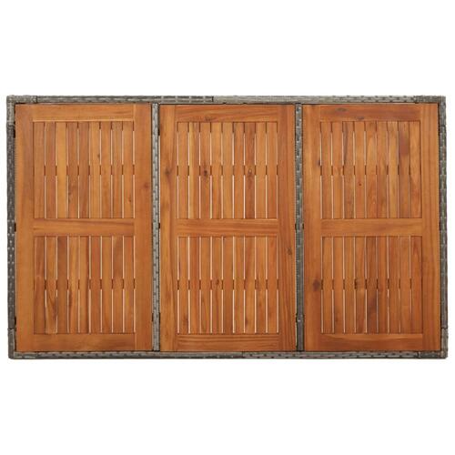 Havebord med træplade 150x90x75 cm polyrattan grå
