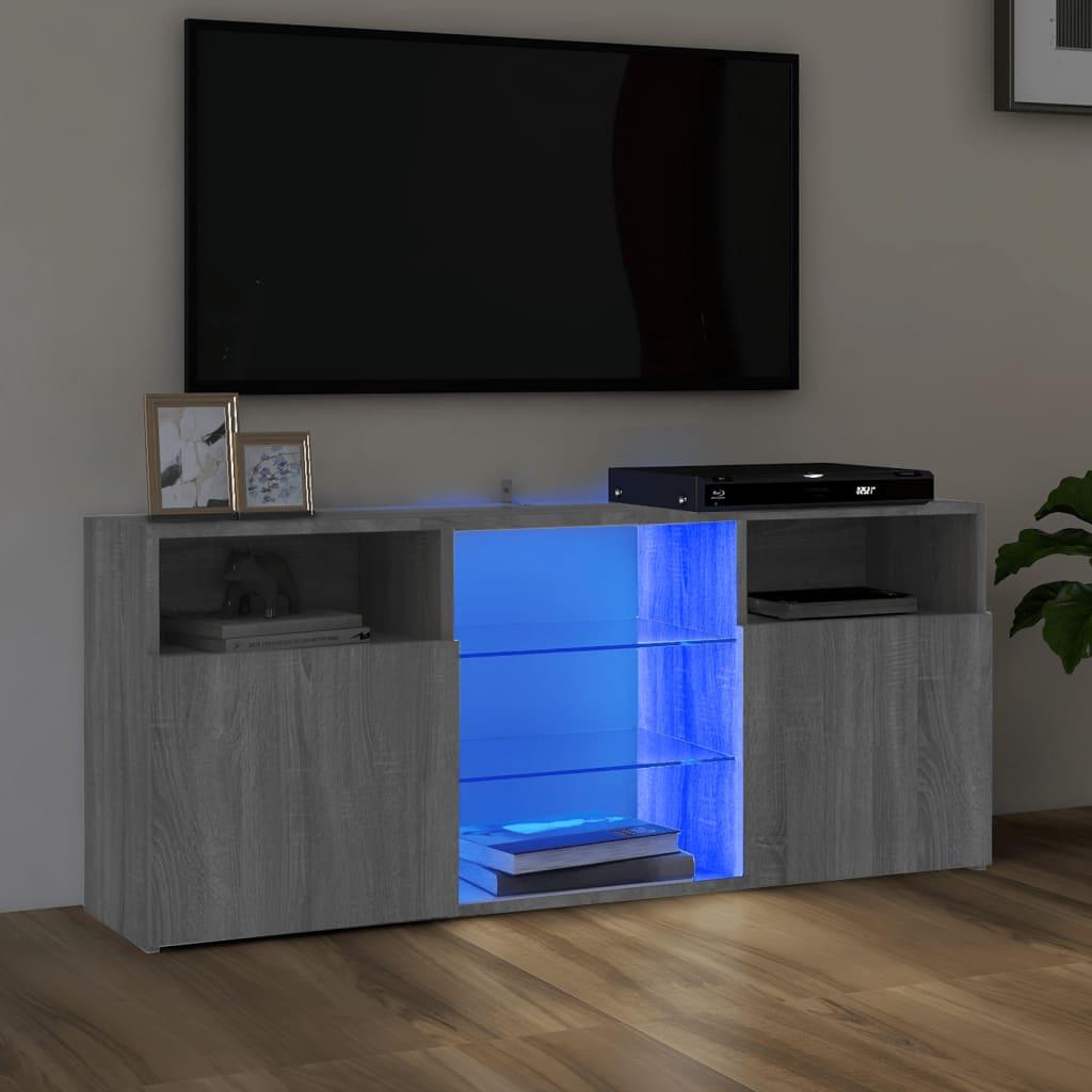 Tv-bord med LED-lys 120x30x50 cm grå sonoma-eg