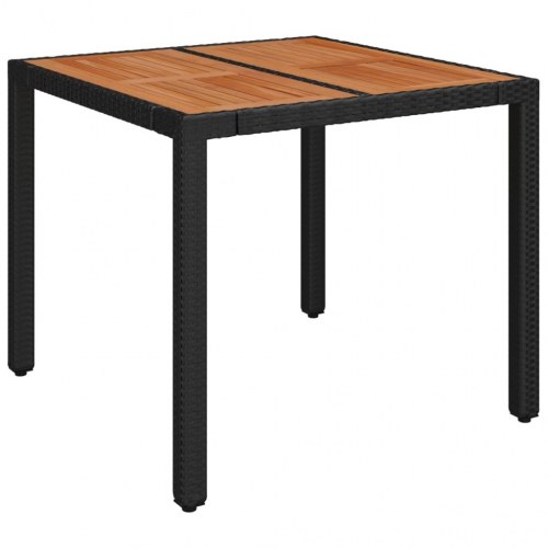 Havebord med træplade 90 x 90 cm - sort