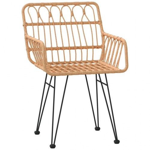 Spisebordssæt til haven 7 dele i polyrattan - sort bord, natur stole