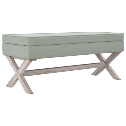 Opbevaringsskammel i velour 110×45×49 cm - lysegrå