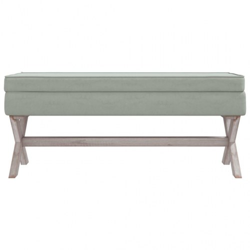 Opbevaringsskammel i velour 110×45×49 cm - lysegrå