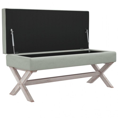 Opbevaringsskammel i velour 110×45×49 cm - lysegrå